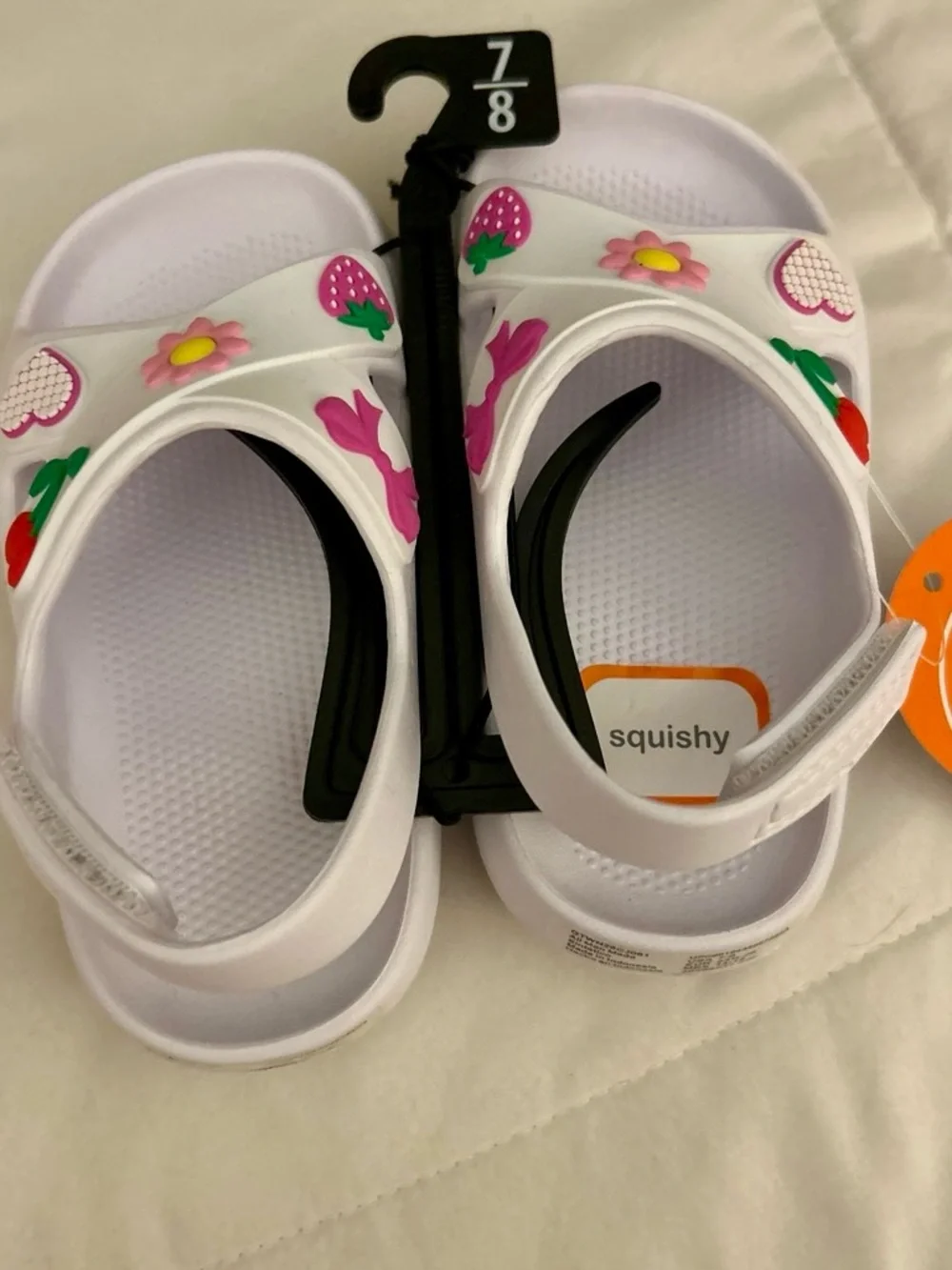 wonder nation White Kids Floral Clog Sandals with Pink Strawberry Accents